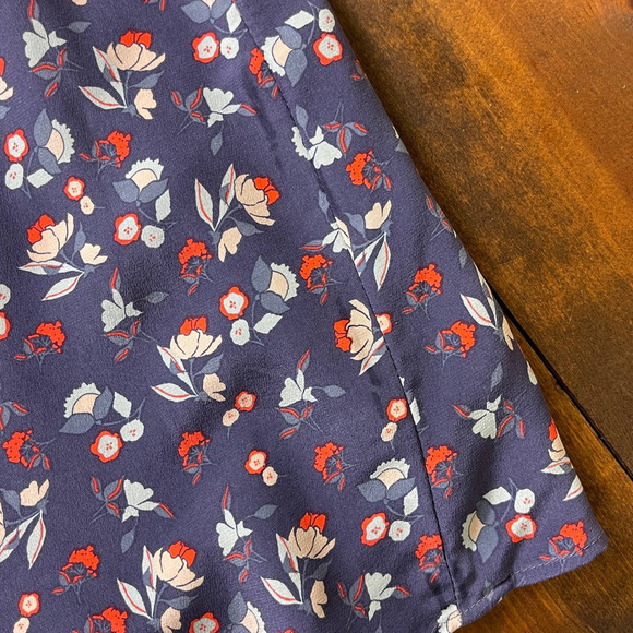 Amour Vert Navy Blue Ditsy Floral Silk Shift Dress 3/4 Sleeves Women's Small - Picture 5 of 7